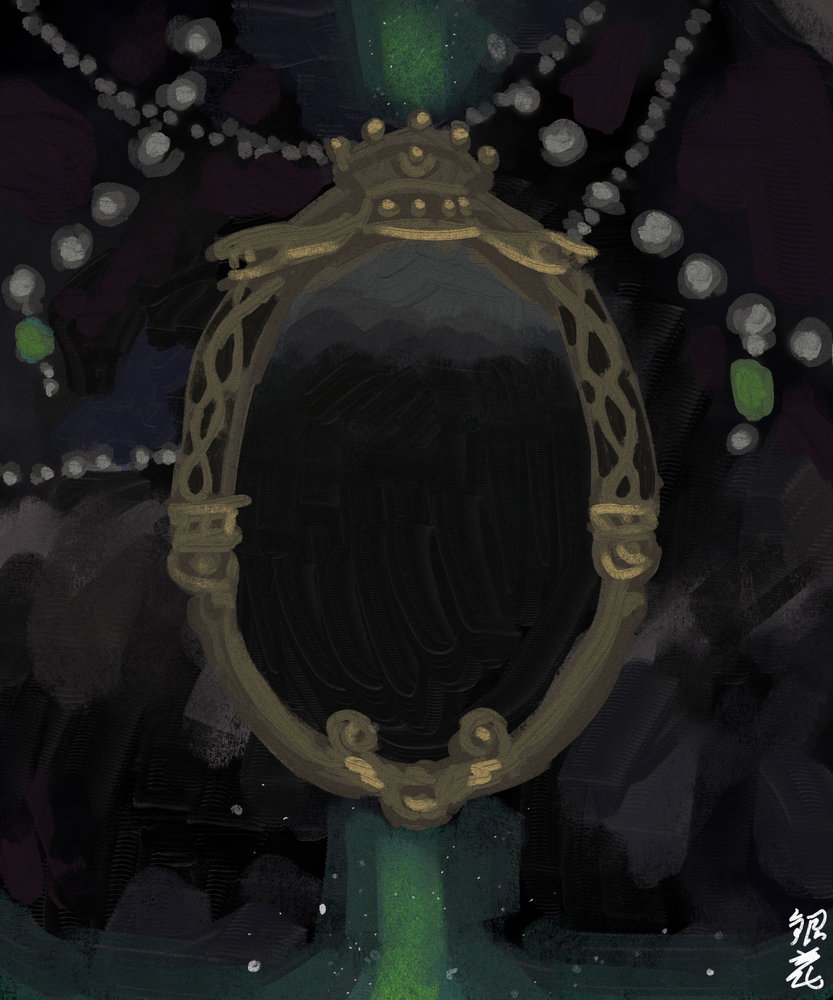 Drawing of the mirror, background of previous drawing